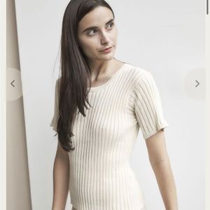 Wolhide short sleeve off white rib tee size small